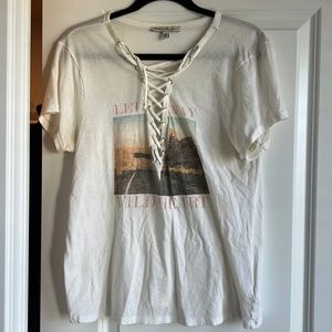 Express One Eleven Lace Up Graphic Tee